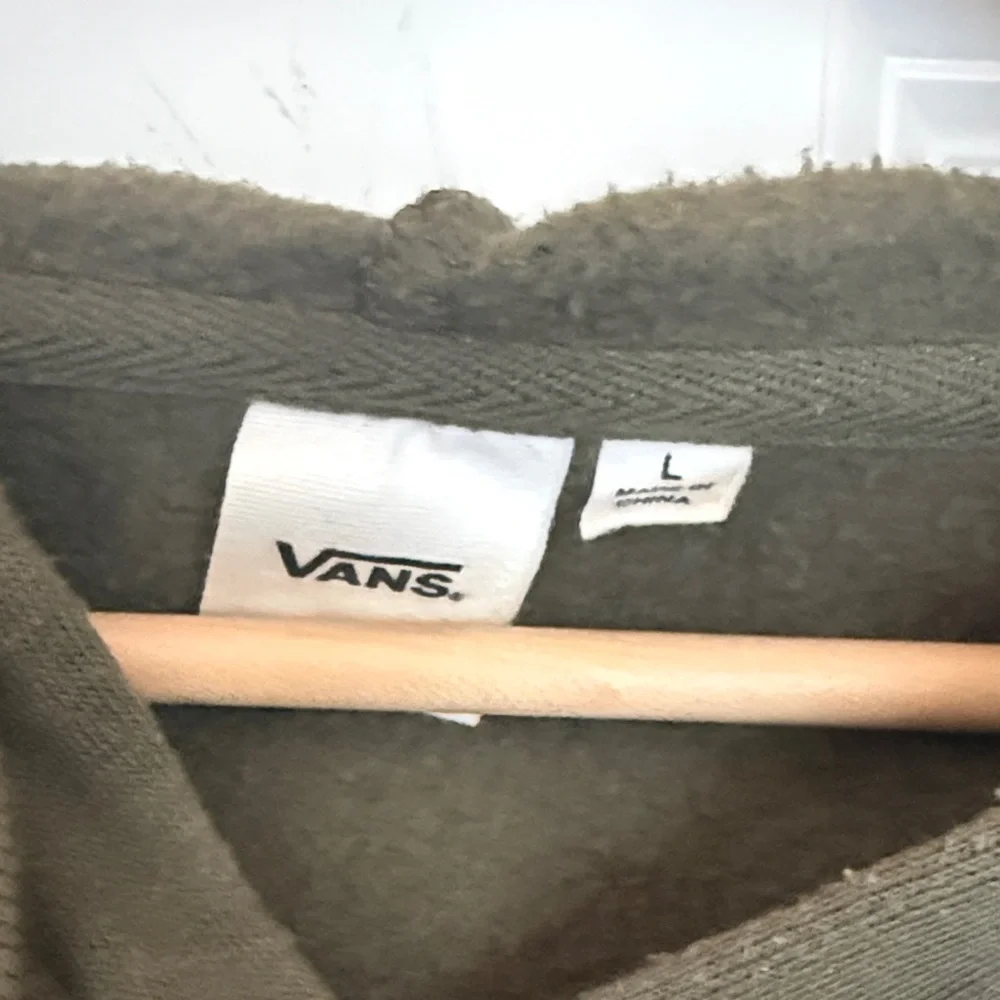 Vans Olive Green Hoodie with Black Checkered Sleeve - Picture 2 of 5